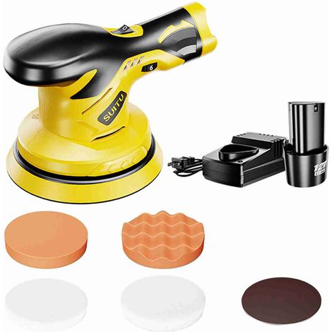 Jeffergarden Polisseuse à arbre excentrique portable haute puissance pour voiture, polisseuse électrique multifonctionnelle sans fil pour voiture, kit de cirage rechargeable portatif (1/5)