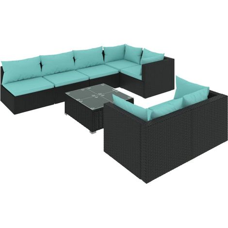 Maison Exclusive - Set Mobili da Giardino con Cuscini 8 pz Nero in Polyrattan