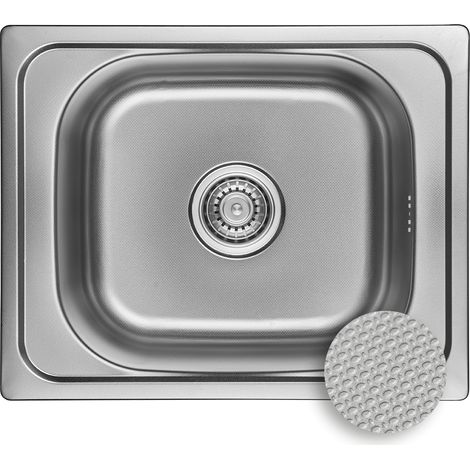 Fregadero metálico de un solo seno Orion Linen Steel 50x40cm con sifón (1/5)