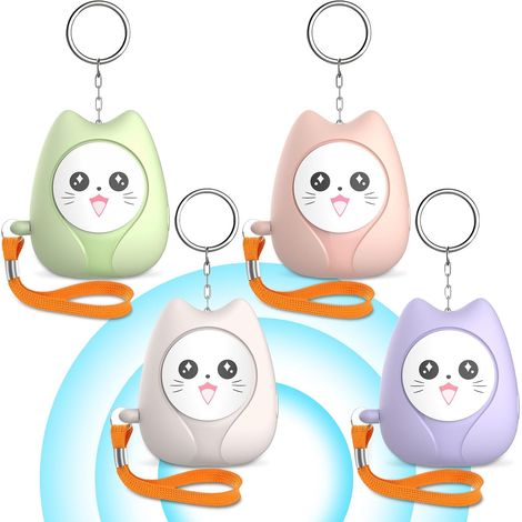 4 alarmes de poche 130 dB autodéfense avec éclairage LED et porte-clés, alarme personnelle pour femmes, hommes et personnes âgées, style hibou (1/5)