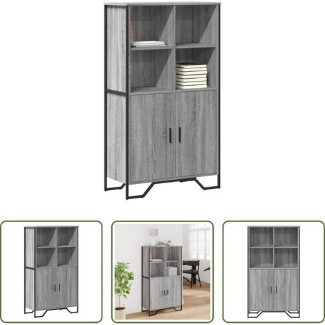 Hochschrank - Highboard Grau Sonoma 79,5x35,5x137,5 cm Holzwerkstoff (1/5)