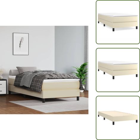 Colchón - vidaXL Estructura de cama con somier cuero sintético crema 80x200 cm - Cama de cuero sintético