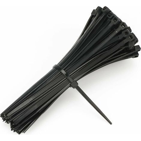 100 pièces Attache Cable 100x2.5mm, Attachecâble Nylon, Attachecâble de Jardin réglable Noir (1/5)