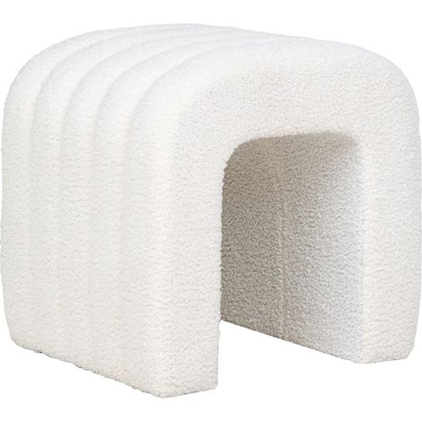 Pouf Colma in bouclé bianco forma arcata 42x41x36 cm