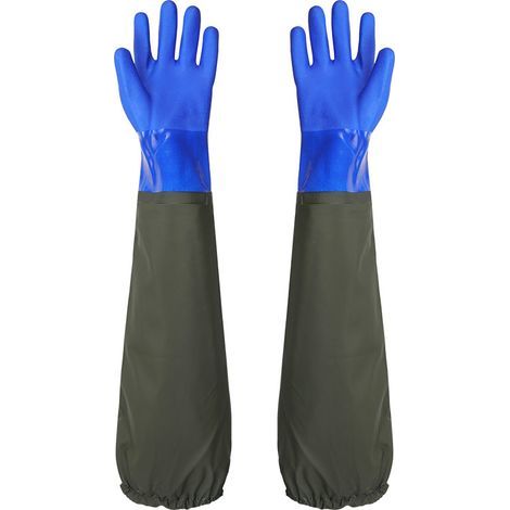 Dépolie Étanche Gants Allongés en Caoutchouc - 27Pouces, Doublure Floquante, Poignets Élastiques - Pour Nettoyage D'étang, Industrie Chimique, Agriculture, Pêche, Construction (1/4)