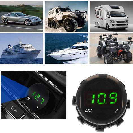 Voltmètre de moto modifié à affichage numérique LED, indicateur de tension (vert) (1/5)