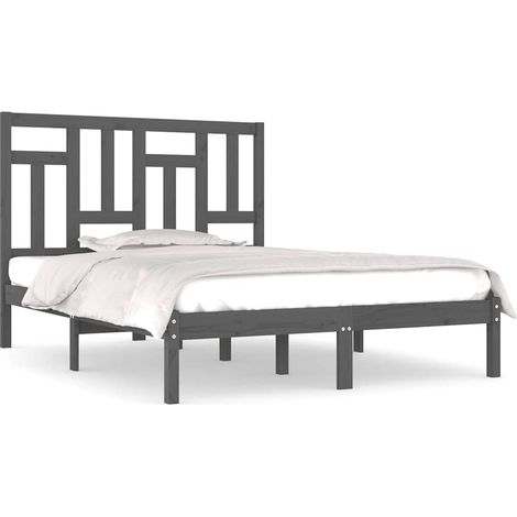 Maison Exclusive - Cadre de lit sans matelas gris 200x200 cm bois massif de pin (1/5)