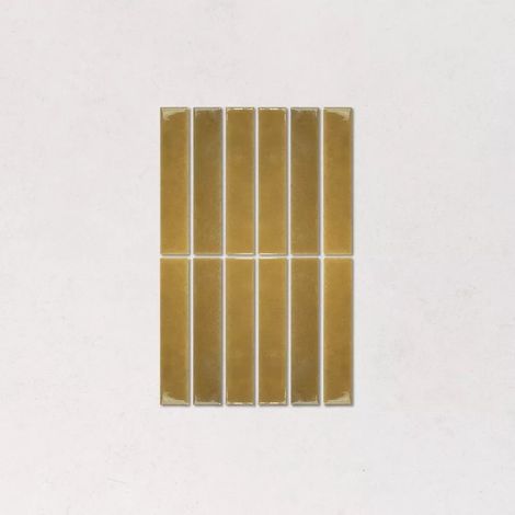 Faience Effet Zellige Jaune Moutarde NOUVELLE 3x16cm Dijon