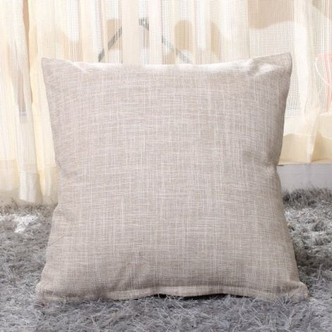 Taies d'oreiller épaisses en lin - Lot de 2 - Taies carrées 50 x 50 cm - Usage extérieur - Décoration intérieure - Fermeture éclair invisible - Convient pour canapé-lit, bureau - Beige (1/5)