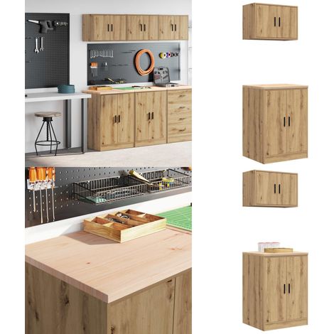 vidaXL Armoires garage 2 pcs chêne artisanal bois d'ingénierie (1/5)