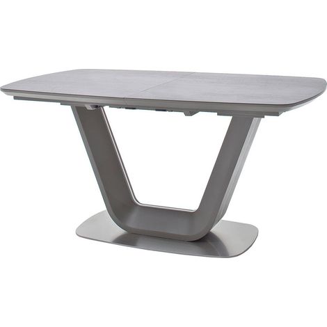 Table à manger extensible de plateau en cérmaique anthracite - L.160-200 x H.76 x P.90 cm -PEGANE-