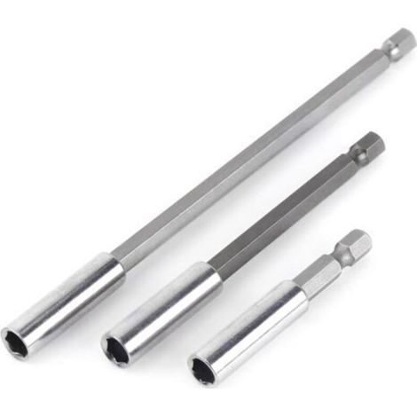 Tige D'Extension Pour Visseuse - 3 Pièces 1/4 Pouces - 60 mm 100 mm 150 mm - Pour Espaces Confinés Et Vissage En Série (1/5)