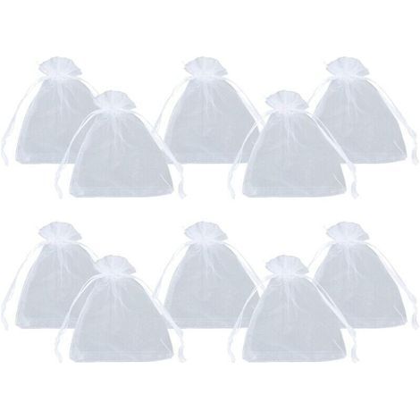 Pochettes Organza Blanches 10 × 12 cm avec Cordon de Serrage - Lot de 100 pour Bijoux, Cadeaux et Organisation (1/5)