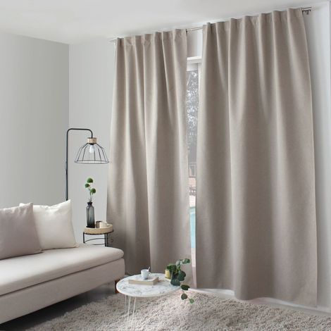 Rideau 100% occultant à pattes cachées "Eclipse" - 140x240cm - Beige (1/5)