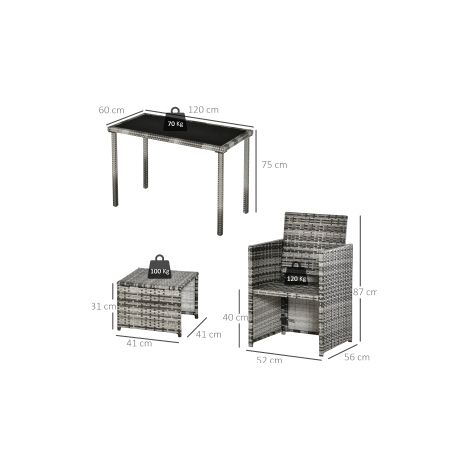 Salon de jardin gris en résine tressée pour 4 personnes avec coussins et protection anti-intempéries pour jardin et terrasse (1/5)
