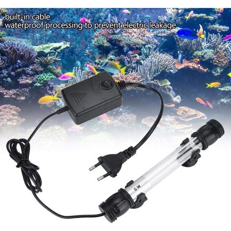 Lampe de désinfection de stérilisateur UV pour Aquarium, stérilisateur de lumière UV Submersible étanche Lampe à algues Vertes Propres pour réservoir d'aquarium(11W)