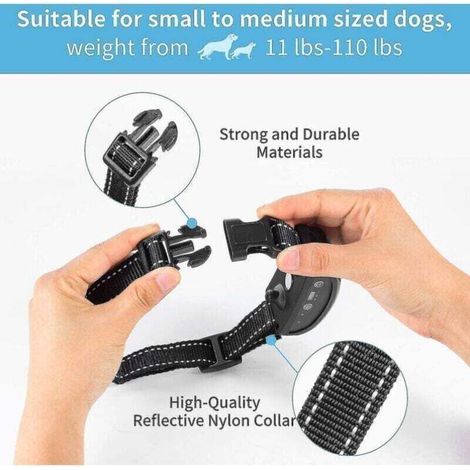 Wiederaufladbares Antibellhalsband für Hunde, Trainingshalsband für kleine, mittlere und große Hunde mit 2 Vibrations- und Tonmodi, 7 Empfindlichkeitsstufen, blau (1/5)