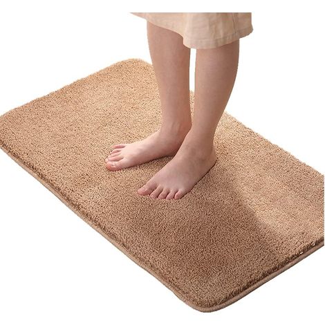 LEMROE Tapis de bain absorbant et antidérapant pour salle Couleur unie 40 x 60 cm Polyester Marron (1/5)
