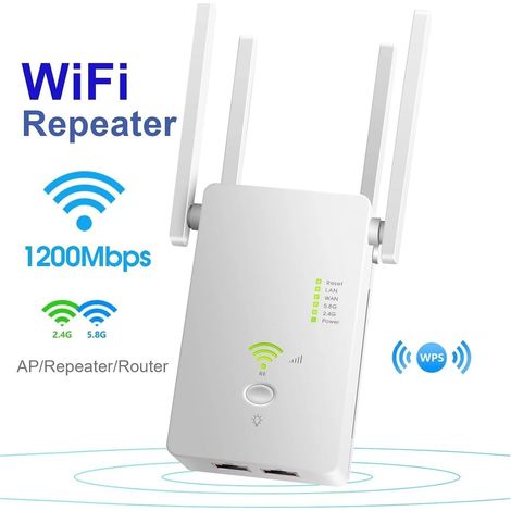 Répéteur bi-bande AC1200M, amplificateur de signal WiFi sans fil, répéteur WiFi traversant les murs (1/4)
