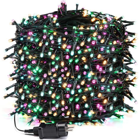Guirlande Lumineuse 100M 1000LED Multicolore, Lumières Sapin de Noël 8 Modes Étanche IP44 Décoration Extérieur Intérieur pour Fête Chambre Mariage Jardin Soirée Multicolore (1/5)