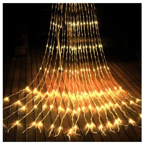 Guirlandes lumineuses Cascade LED Débit D'eau Effet De Neige Rideau Fée Suspendue Scintillant Débit D'eau Lumière pour Lampe Décor (3 × 2m,240leds,Blanc Chaud) (1/5)