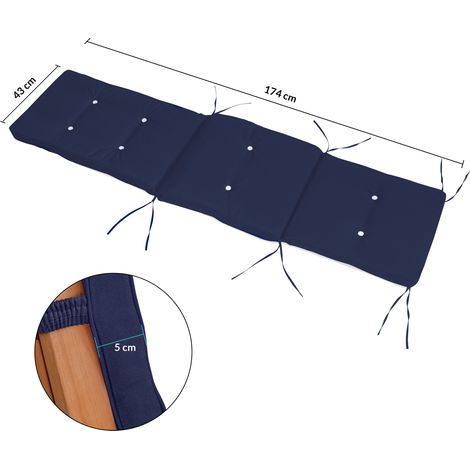 Detex Liegenauflage wasserabweisend 4 Segmente Auflagen Polster Kissen Liege Sonnenliege Gartenliege blau