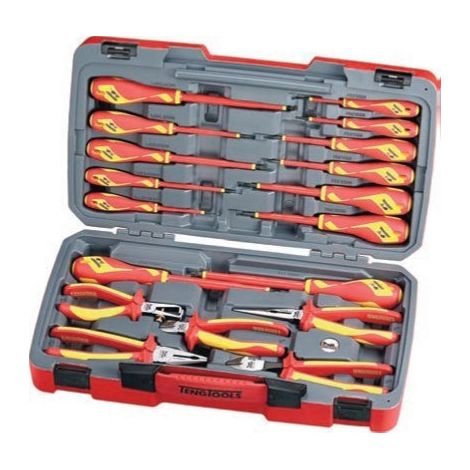 Juego Aislado TV18N – 18 Piezas para Electricista, Destornilladores y Alicates hasta 1000V, Certificado EN 60900, 150–200 mm