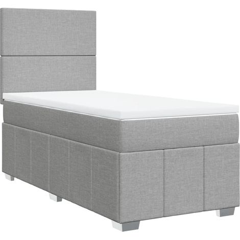 Maison Exclusive - Cama box spring con colchón tela gris claro 80 (1/5)