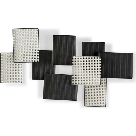 Décoration murale design métal blanc noir style contemporain - noir et blanc géométrique (1/2)