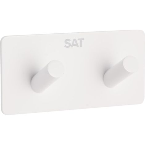 Swiss Aqua Technologies Gancho doble adhesivo de pared en acero inoxidable, blanco mate (HACEKNALEP2HB)
