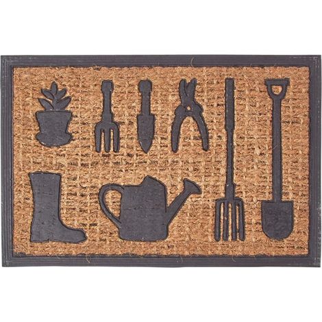 HOMESCAPES Garden Tools Rubber and Coir Doormat (1/4)