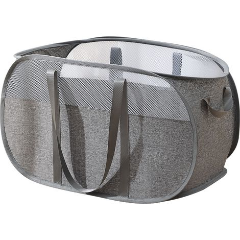 Gris Panier à Linge Pliable, Corbeilles à Linge Pop Up Laundry Baskets Sac à Linge,Paniere a linge sale avec Manipuler pour Salle de bain Chambre à coucher Buanderie Chambre d'enfant Voyage (1/5)