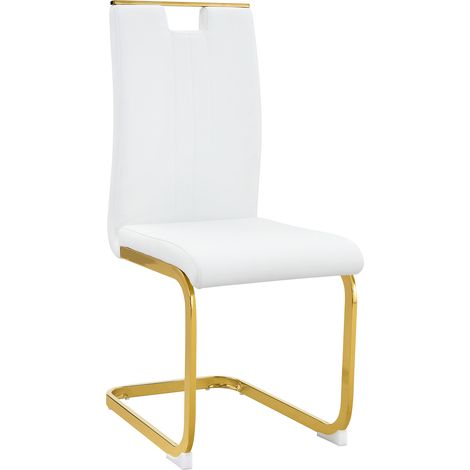 Lot de 2 chaises blanches en PU à forme arquée – apporte une touche tendance aux intérieurs minimalistes et contemporains