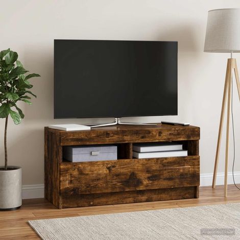 vidaXL Mueble de TV LED Roble Ahumado Madera de ingeniería (1/5)