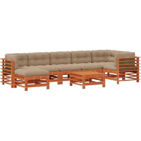 Garden Lounge Set 8 pcs Wax Brown Solid Pine Wood vidaXL (1/5)