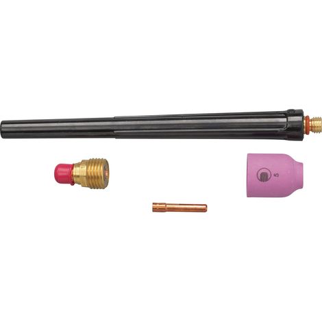 Kit di accessori TIG da 4 pezzi in scatola con gaslens, WE 2,4mm ABITIG 17,18,26