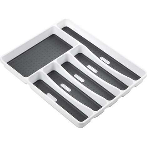 Juego de cubiertos 6 cajas Blanco/gris de doble material 40 x 32,5 x 5 cm - Rayen - Rayen