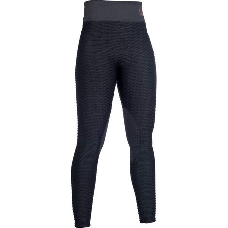 48/50 IT, Schwarz 9100: Damen-Reitleggings-Hose mit Griff am Knie Modell Edinburgh (1/5)