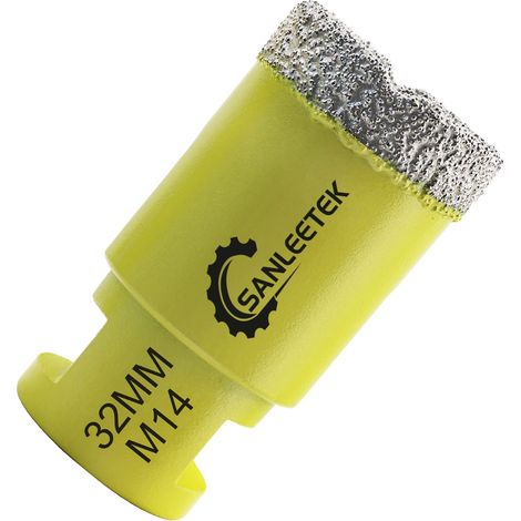 Foret Diamant Carrelage 32mm Brasé Sous Vide Scie Cloche Diamant pour Céramique Porcelaine Marbre Granit Perçage à Sec M14 Filetage (1/5)