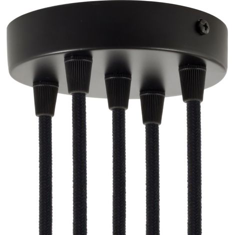 creative cables Kit rosone cilindrico in Metallo a 5 Fori - Conico, Nero