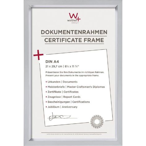 Cadre Photo Argent 21 x 29,7 cm (DIN A4) avec Passe-Partout, Cadre en Plastique Style Acier ES130S (1/5)