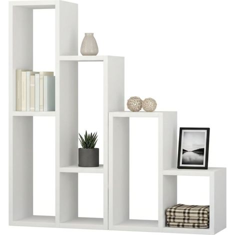 Dmora - Libreria Hespera, Scaffale da ufficio, Mobile portalibri, Biblioteca, 84x20h89 cm, Bianco, con imballo rinforzato, con imballo rinforzato
