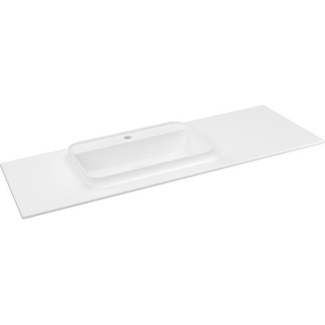 Lavabo BRAHEA 131,6x51,5cm (110+20), Rockstone, gauche, blanc mat (1/2)