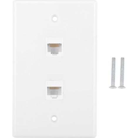 Plaque murale, coupleur en ligne Keystone 2 ports Cat6 RJ45 pour périphériques Ethernet Cat7/6/5/5e - Blanc (1/5)
