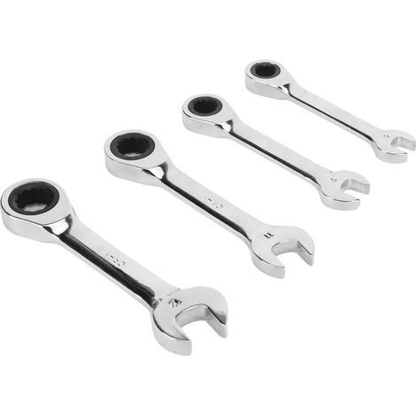 Jeu de 4 cliquets courts 72 dents (8mm, 9mm, 11mm, 12mm) - Clé à cliquet professionnelle pour réparation (1/5)