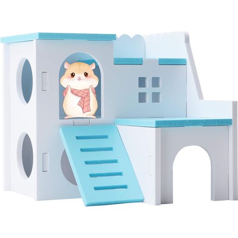 Kleintierhaus im Villenstil mit Spiel- und Auslaufbereich für Zwerghamster und Mäuse. Ideal für Hamster, Eichhörnchen, Rennmäuse, Goldbären und andere Kleintiere. (1/5)
