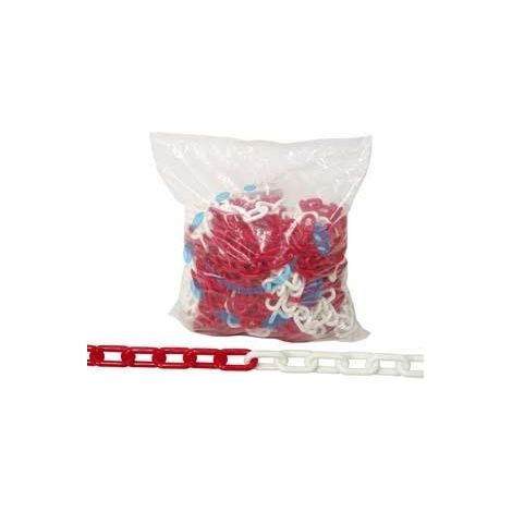 CATENA SEGNALETICA IN PLASTICA BIANCA E ROSSA - ø mm.8 conf.25 mt.