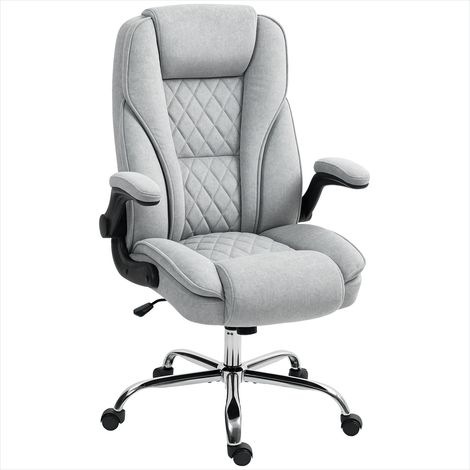 Fauteuil de bureau ergonomique en velours gris, accoudoirs relevables, 70x70x114-122 cm (1/5)