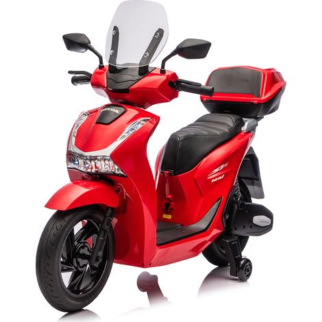 Scooter Elettrico per Bambini Licenza Ufficiale Honda SH125 12V con Ruote EVA e Sedile Pelle Rosso