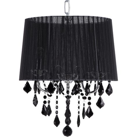 Lámpara de techo negra 120 cm 3 luces pantalla tambor Evans